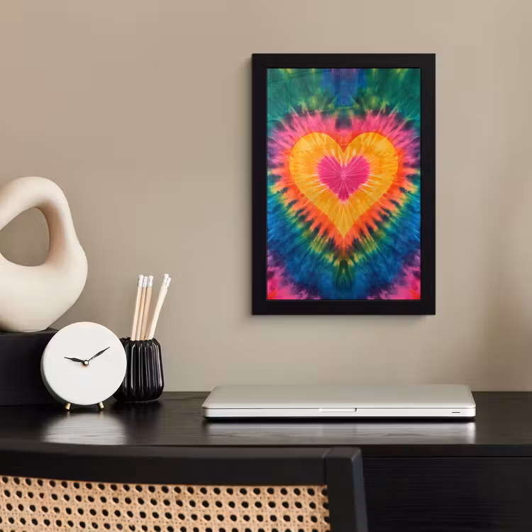 Poster met lijst - Hart - Tie Dye - Kleurrijk — 3