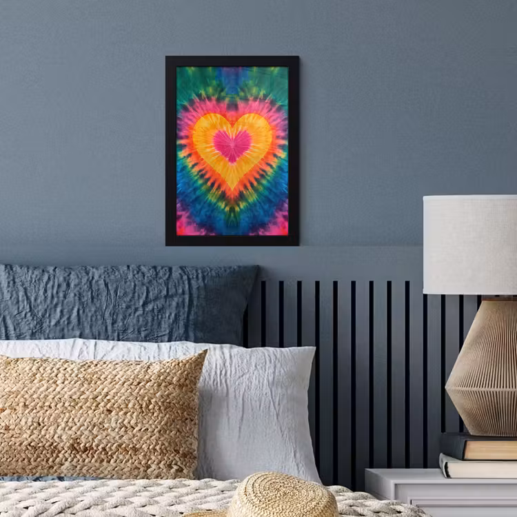 Poster met lijst - Hart - Tie Dye - Kleurrijk — 4