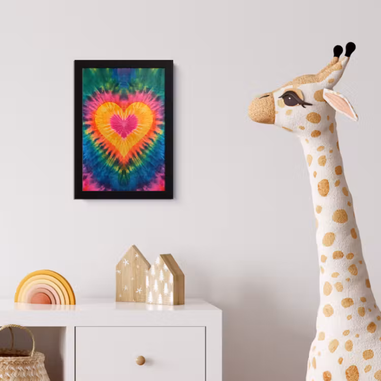 Poster met lijst - Hart - Tie Dye - Kleurrijk — 5
