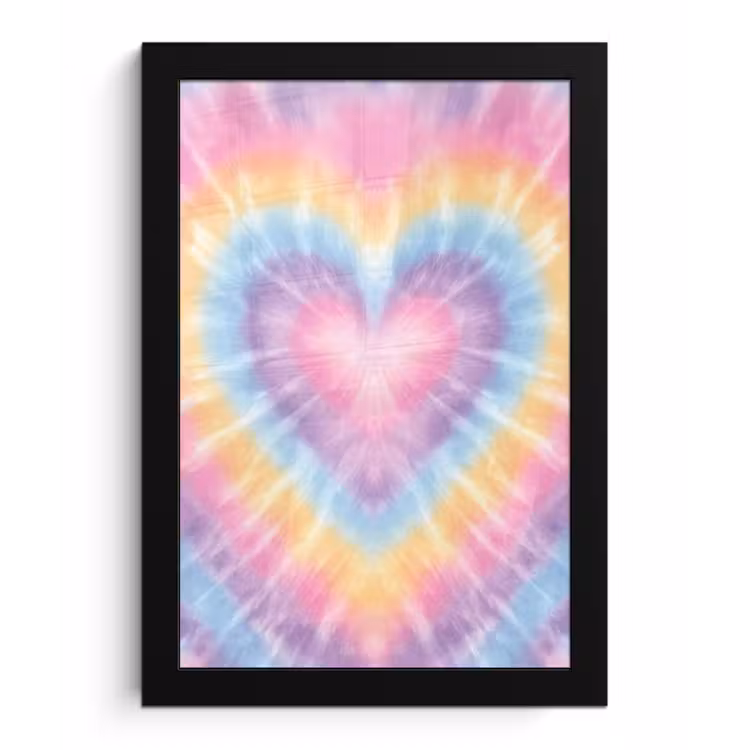 Poster met lijst - Hartvorm - Pastelkleuren - Tie Dye — 1