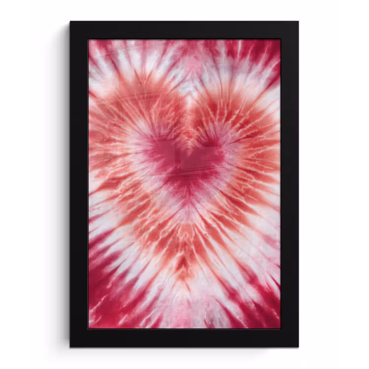 Poster met lijst - Hartvorm - Roze - Tie dye — 1