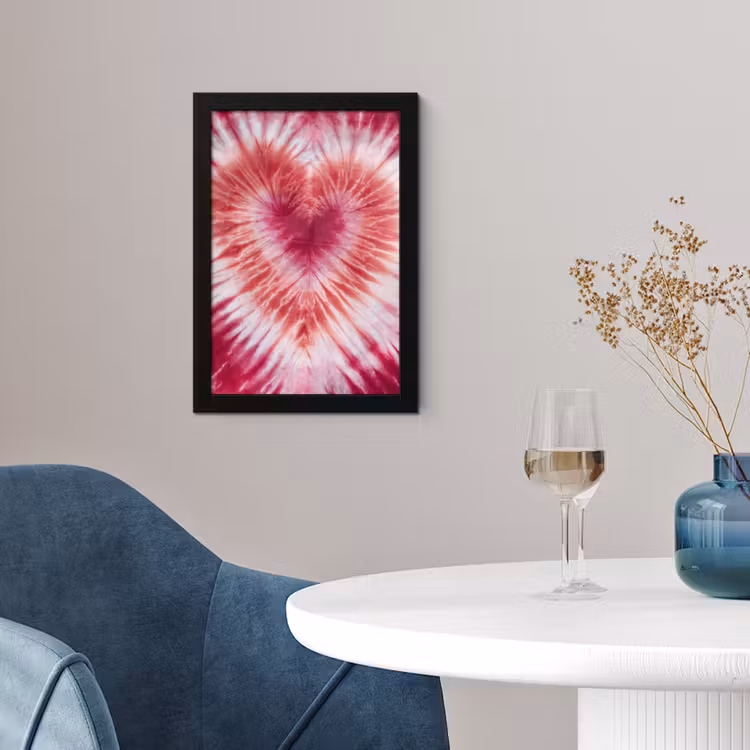 Poster met lijst - Hartvorm - Roze - Tie dye — 2