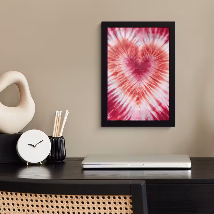 Poster met lijst - Hartvorm - Roze - Tie dye — 3
