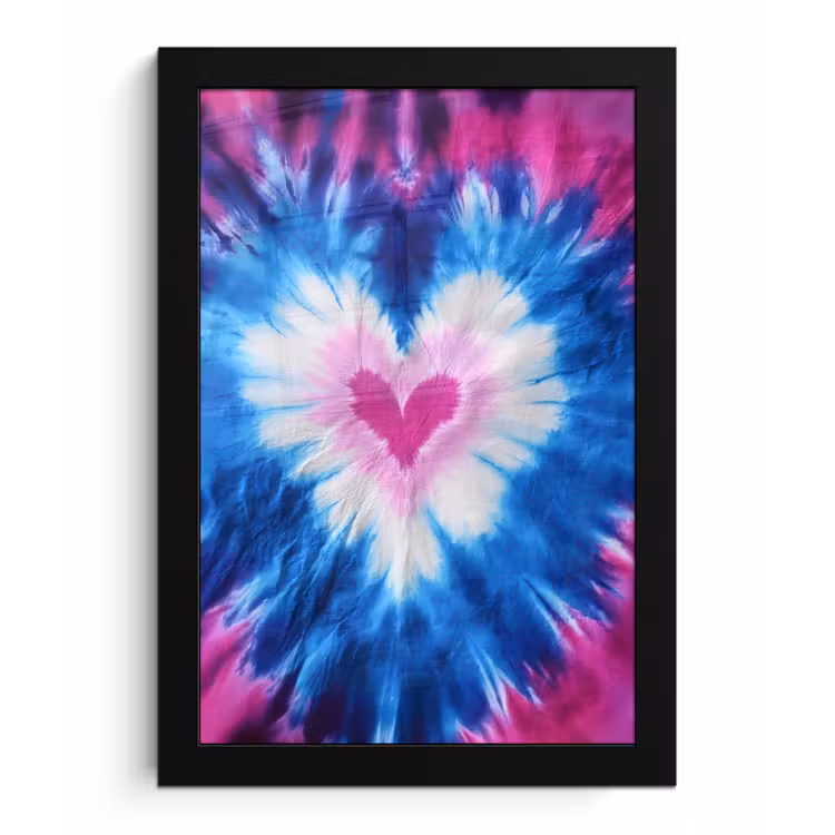 Poster met lijst - Hartvormig - Tie dye - Paars — 1