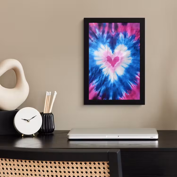 Poster met lijst - Hartvormig - Tie dye - Paars — 3