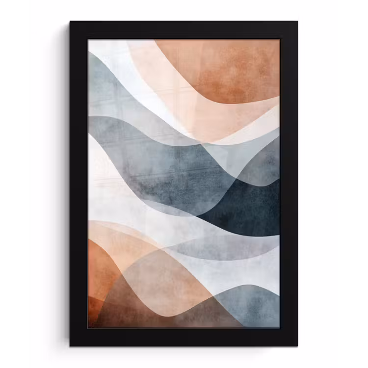 Poster met lijst - Abstract - Golven - Blauw — 1
