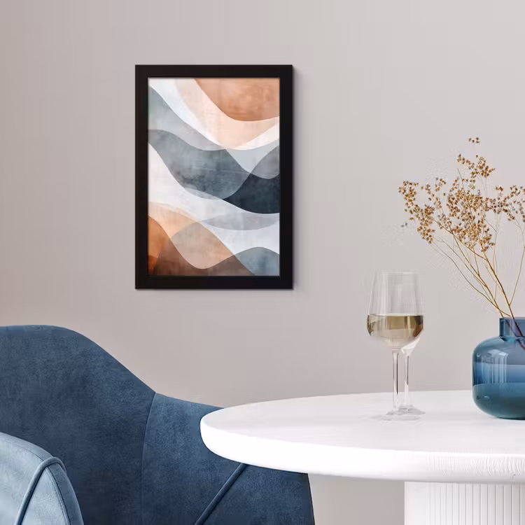 Poster met lijst - Abstract - Golven - Blauw — 2