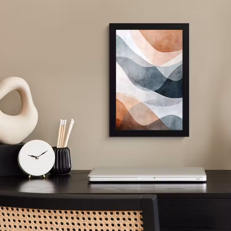 Poster met lijst - Abstract - Golven - Blauw — 3