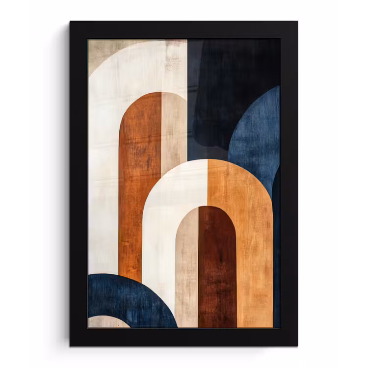 Poster met lijst - Abstract - Vormen - Donkerblauw — 1