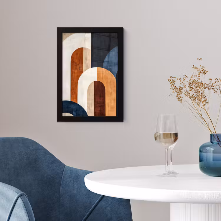 Poster met lijst - Abstract - Vormen - Donkerblauw — 2