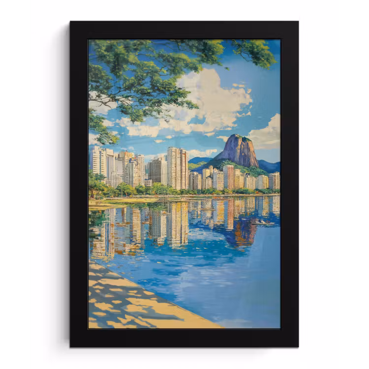 Poster met lijst - Berg - Skyline - Strand - Water — 1