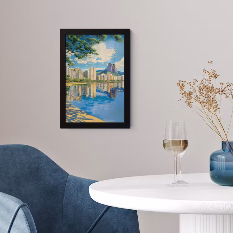 Poster met lijst - Berg - Skyline - Strand - Water — 2