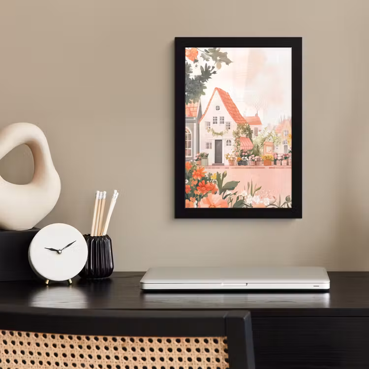 Poster met lijst - Bloemen - Huizen - Dorp — 3