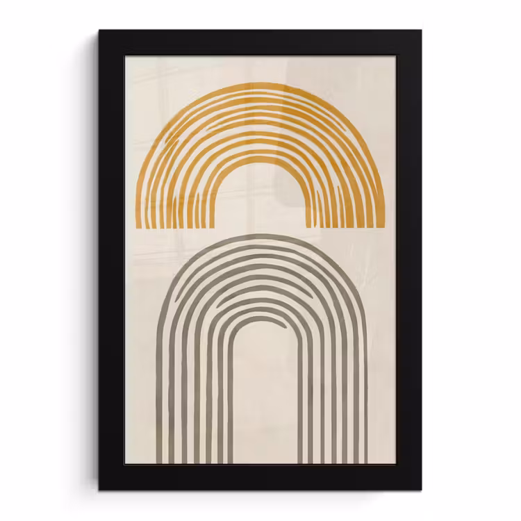 Poster met lijst - Bogen - Lijnen - Oranje - Minimalistisch — 1