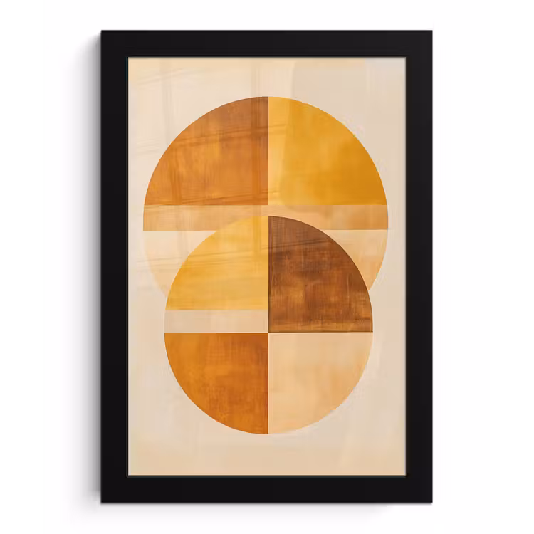 Poster met lijst - Cirkels - Geel - Minimalistisch — 1