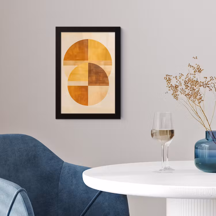 Poster met lijst - Cirkels - Geel - Minimalistisch — 2