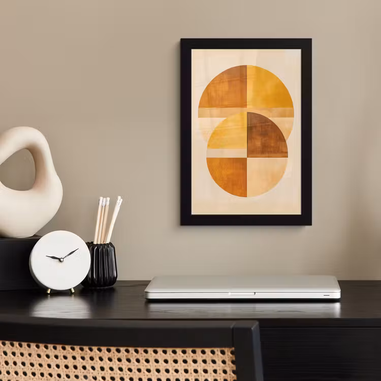 Poster met lijst - Cirkels - Geel - Minimalistisch — 3
