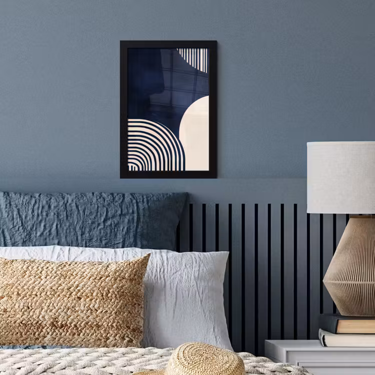 Poster met lijst - Donkerblauw - Abstract - Lijnen — 4