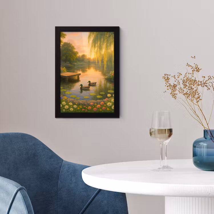 Poster met lijst - Eenden - Vijver - Bloemen — 2