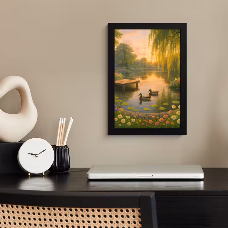 Poster met lijst - Eenden - Vijver - Bloemen — 3