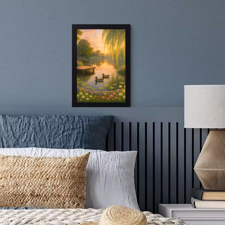Poster met lijst - Eenden - Vijver - Bloemen — 4