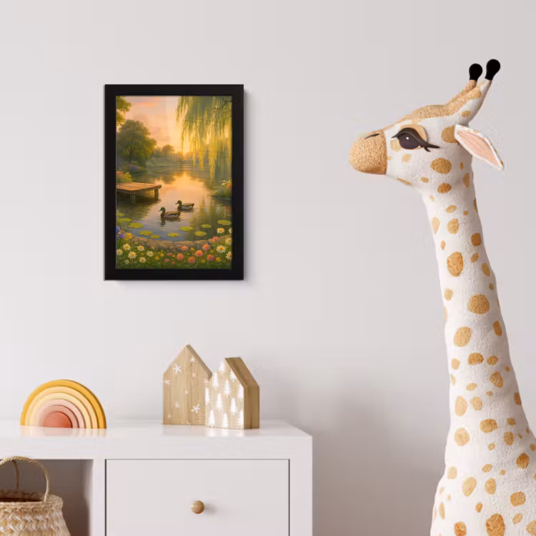 Poster met lijst - Eenden - Vijver - Bloemen — 5