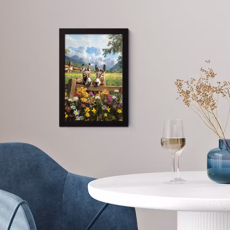 Poster met lijst - Ezels - Bloemen - Zomers — 2