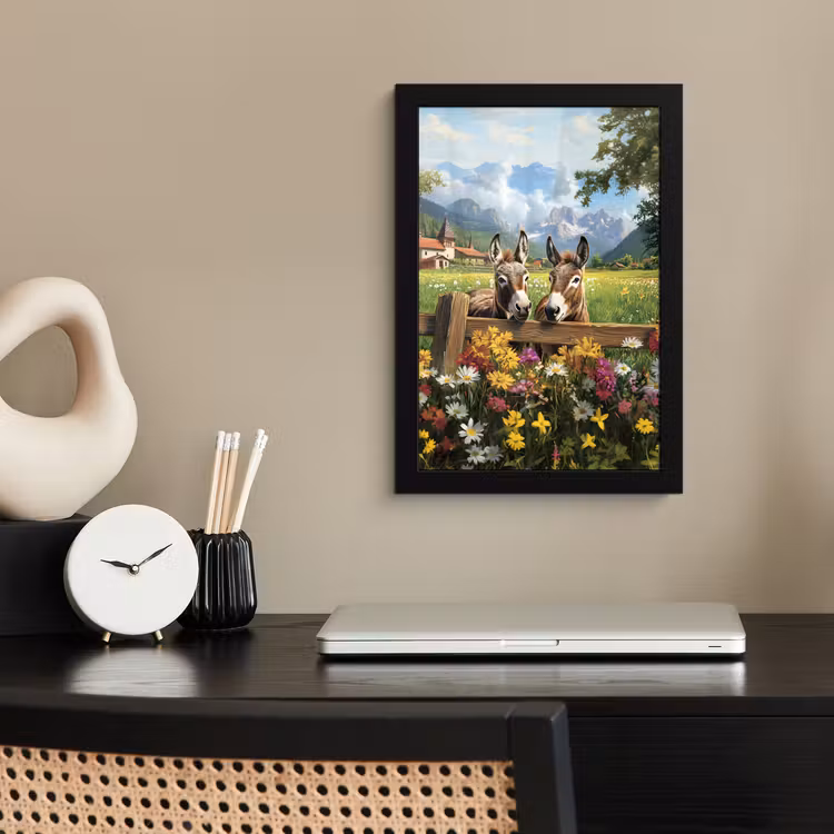 Poster met lijst - Ezels - Bloemen - Zomers — 3