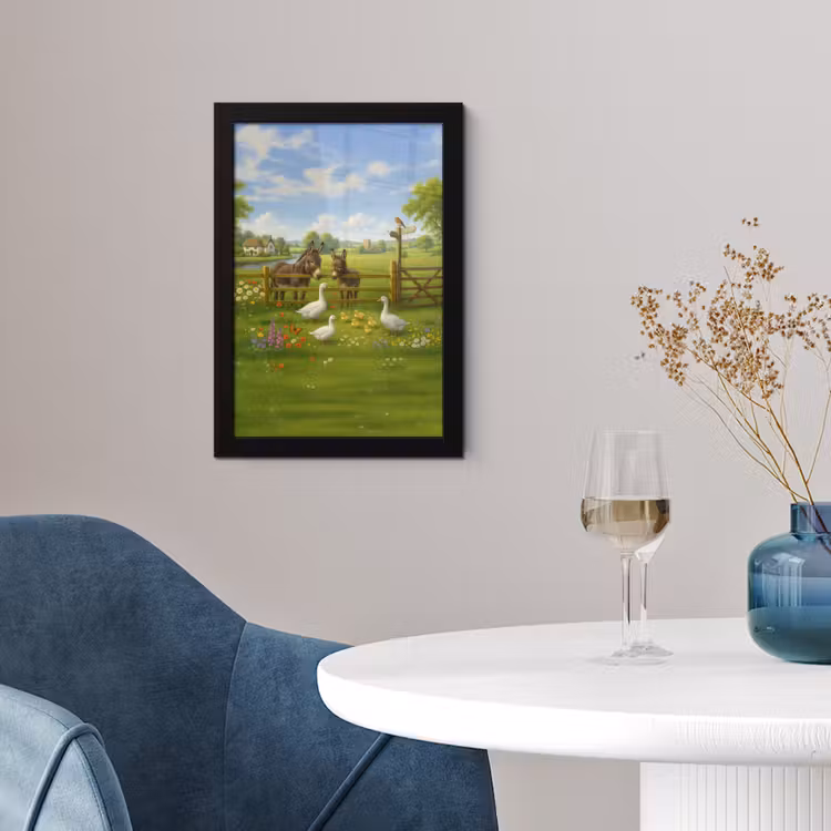 Poster met lijst - Ezels - Ganzen - Kleurrijk — 2