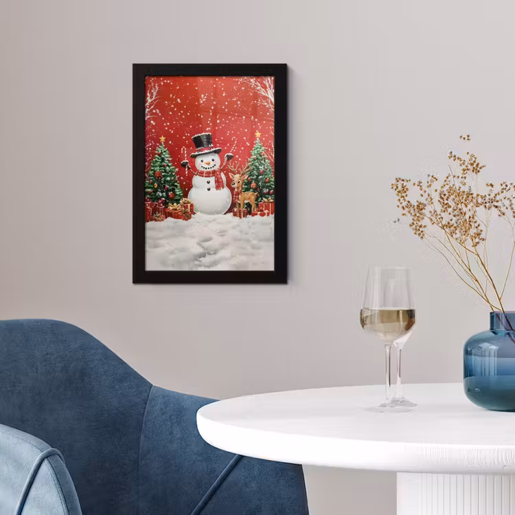 Poster met lijst - Feestvreugde - Winterbos - Kleurrijk — 2