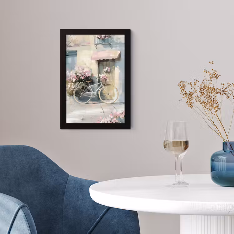 Poster met lijst - Fiets - Pastelkleuren - Bloemen — 2