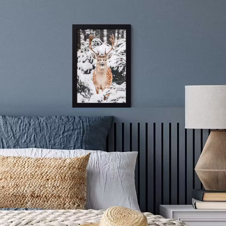 Poster met lijst - Hert - Sneeuw - Winter - Bos - Dieren — 4