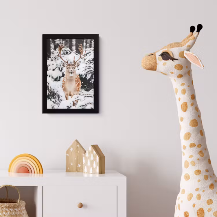 Poster met lijst - Hert - Sneeuw - Winter - Bos - Dieren — 5
