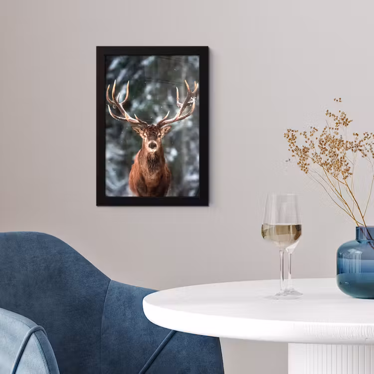 Poster met lijst - Hert - Winter - Sneeuw - Bos - Natuur - Dier — 2