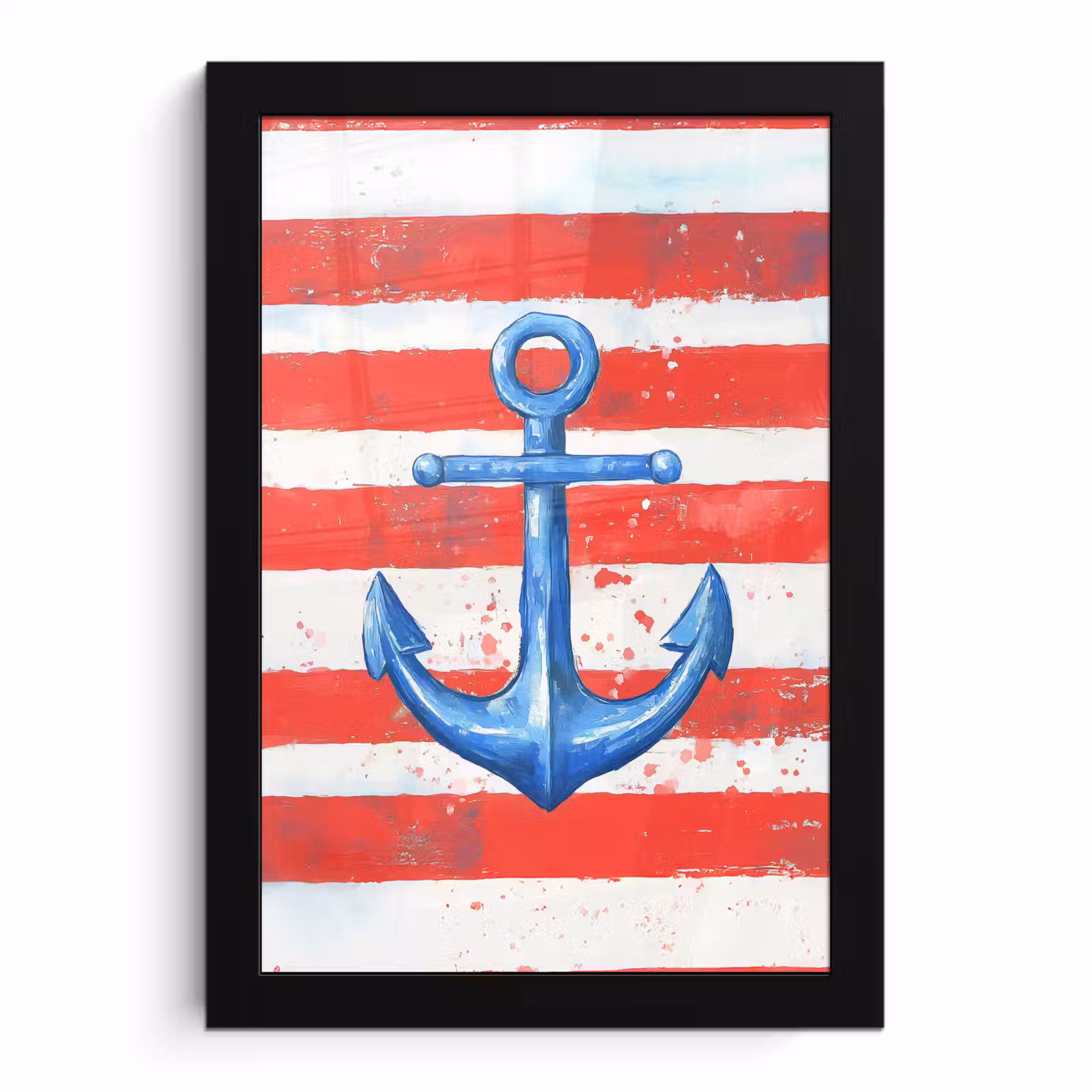 Poster met lijst - Anker - Verfspatten - Rood - Blauw — 1
