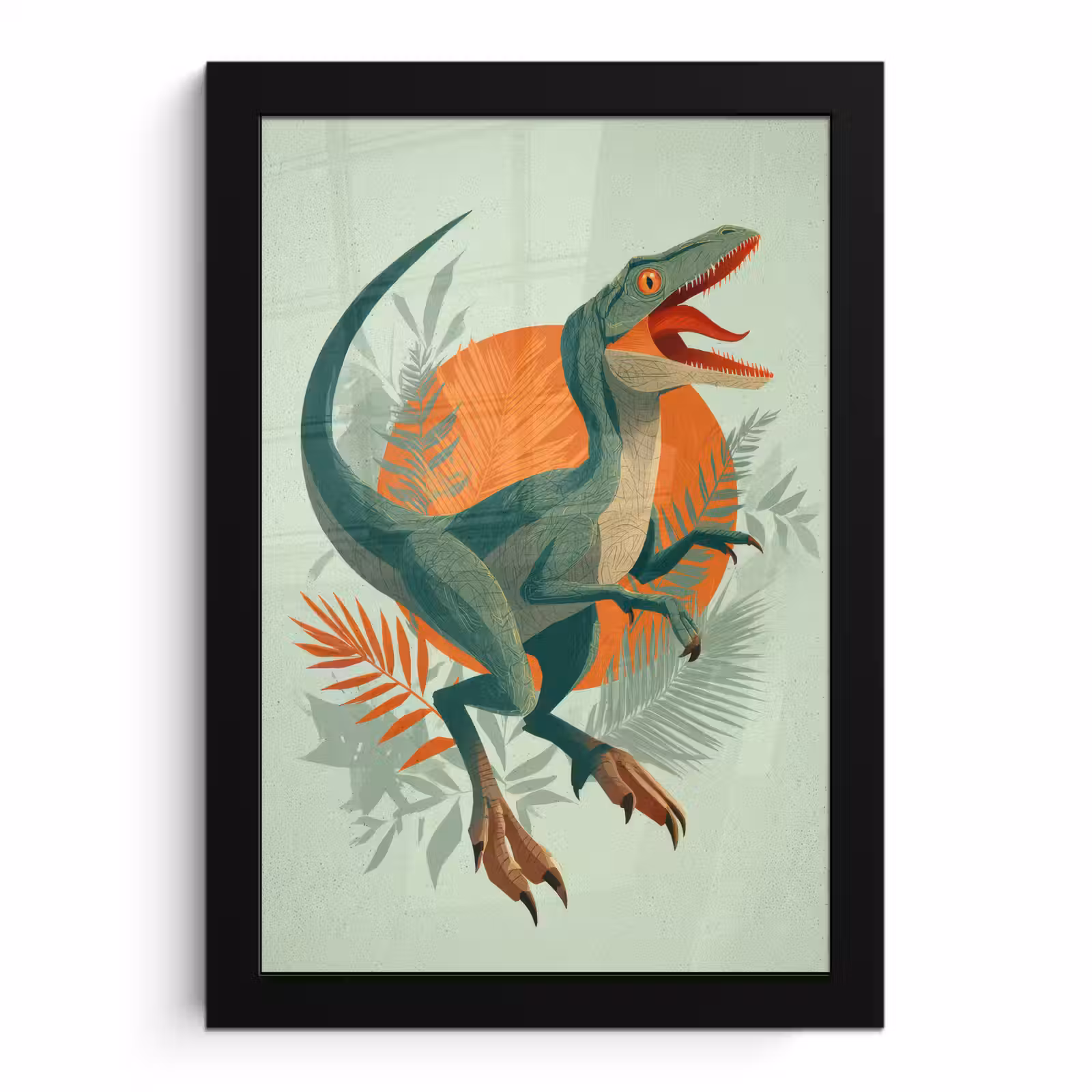 Poster met lijst - Dino - Bladeren - Grafisch - Groen — 1