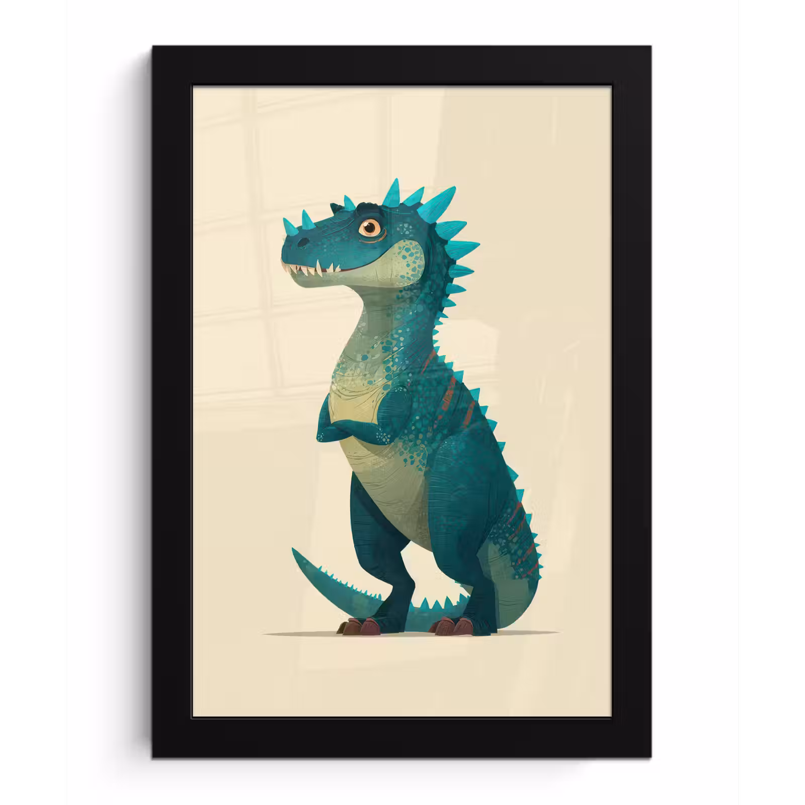 Poster met lijst - Dinosaurus - Turquoise - Stekels — 1