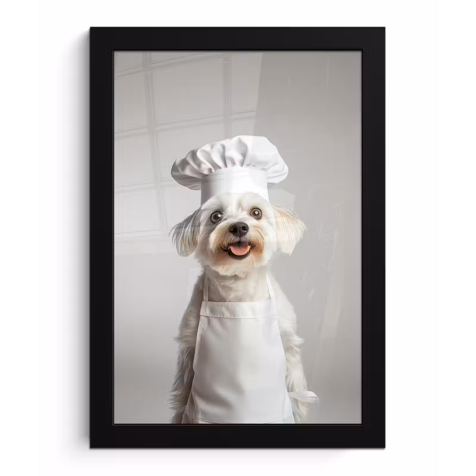 Poster met lijst - Hond - Wit - Kok — 1