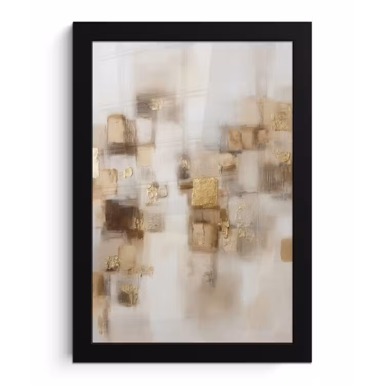 Poster met lijst - Abstracte vierkanten - Aardetonen - Mistig — 1