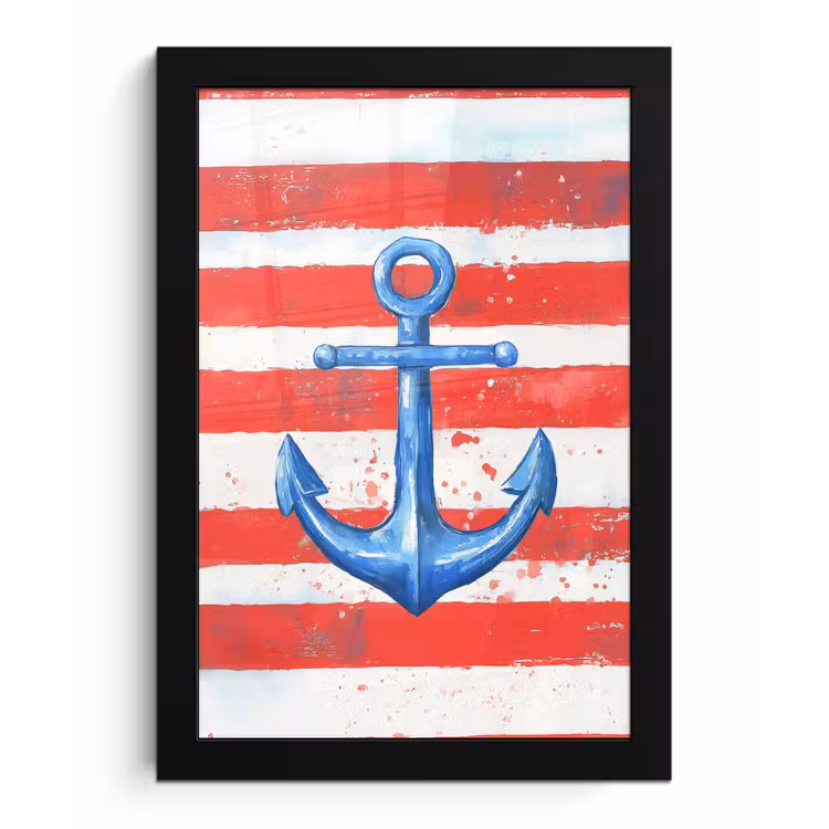Poster met lijst - Anker - Verfspatten - Rood - Blauw — 1