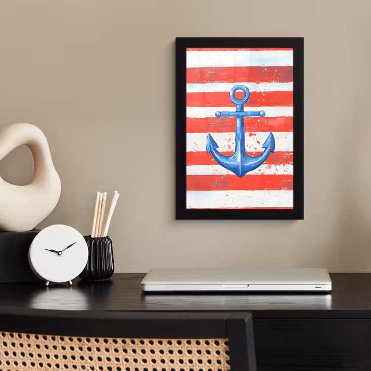 Poster met lijst - Anker - Verfspatten - Rood - Blauw — 3