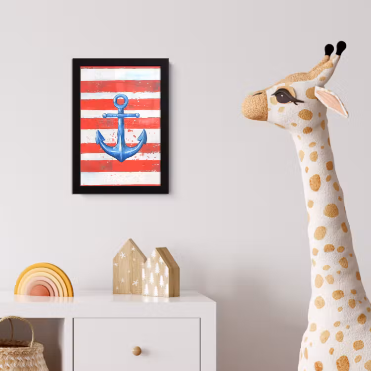 Poster met lijst - Anker - Verfspatten - Rood - Blauw — 5