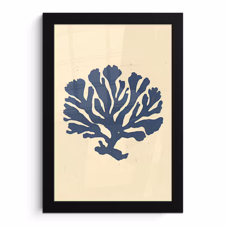 Poster met lijst - Blauw koraal - Vertakkingen - Beige — 1