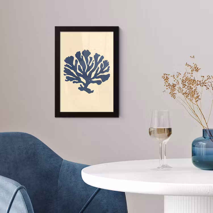 Poster met lijst - Blauw koraal - Vertakkingen - Beige — 2
