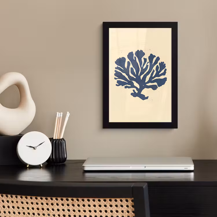 Poster met lijst - Blauw koraal - Vertakkingen - Beige — 3