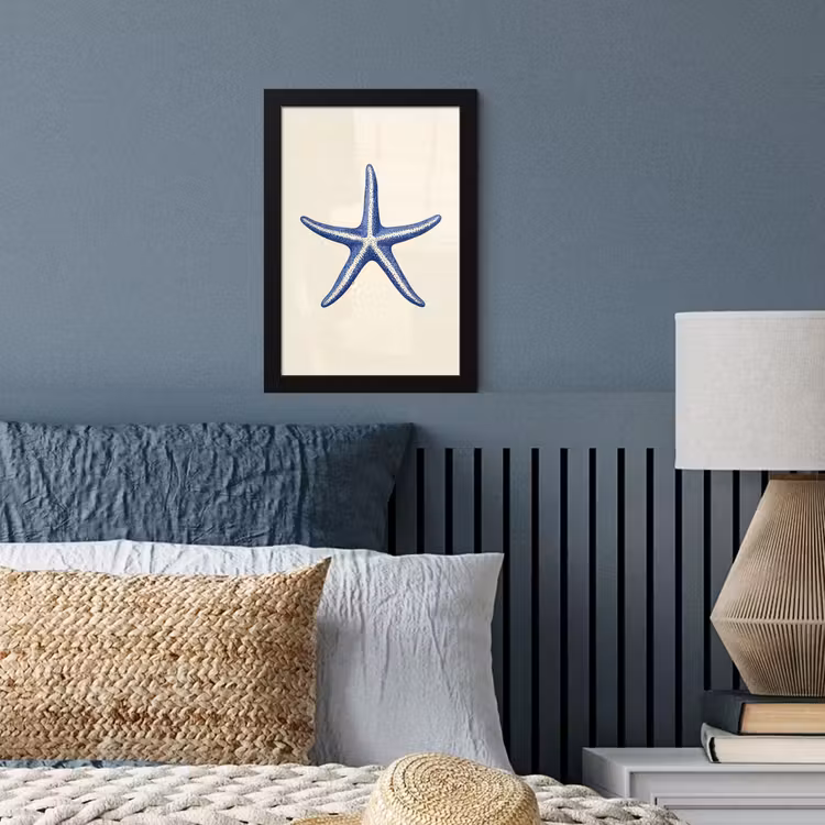 Poster met lijst - Blauwe zeester - Minimalistisch - Beige — 4