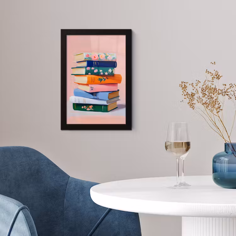Poster met lijst - Boeken - Stapel - Kleurrijk — 2