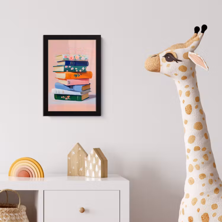 Poster met lijst - Boeken - Stapel - Kleurrijk — 5