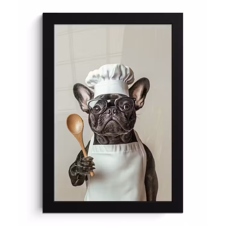 Poster met lijst - Bril - Hond - Kok — 1