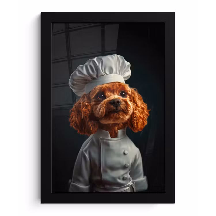 Poster met lijst - Bruin - Kok - Hondje — 1